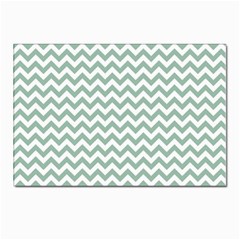 Jade Green And White Zigzag Postcard 4 x 6  (10 Pack) by Zandiepants