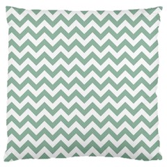 Jade Green And White Zigzag Large Cushion Case (single Sided)  by Zandiepants