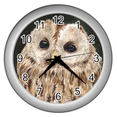Tawny Owl Wall Clock (silver) by TonyaButcher