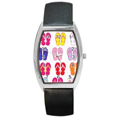 Flip Flop Collage Tonneau Leather Watch by StuffOrSomething