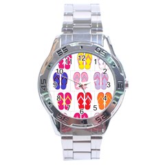 Flip Flop Collage Stainless Steel Watch by StuffOrSomething