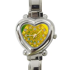 Yellow Green Abstract Wheel Of Fire Heart Italian Charm Watch 
