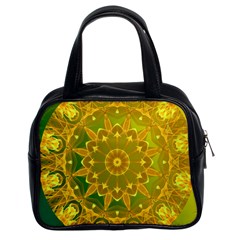 Yellow Green Abstract Wheel Of Fire Classic Handbag (two Sides) by DianeClancy