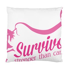 Survivor Stronger Than Cancer Pink Ribbon Cushion Case (single Sided)  by breastcancerstuff