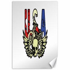 Usa Classic Motorcycle Skull Wings Canvas 24  X 36 
