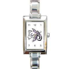 Purple And Black Wolf Head Outline Facing Left Side Rectangular Italian Charm Watch by WildThings