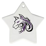 Purple and Black Wolf Head Outline Facing Left Side Ornament (Star) Front