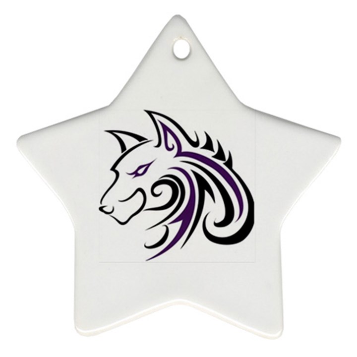 Purple and Black Wolf Head Outline Facing Left Side Ornament (Star)