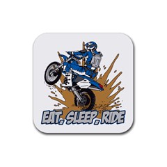 Eat Sleep Ride Motocross Rubber Square Coaster (4 Pack) by MegaSportsFan
