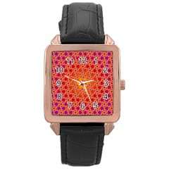 Radial Flower Rose Gold Leather Watch  by SaraThePixelPixie