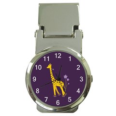 Purple Roller Skating Cute Cartoon Giraffe Money Clip With Watch by CreaturesStore