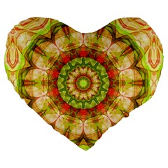 Red Green Apples Mandala 19  Premium Heart Shape Cushion by Zandiepants