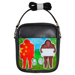 2 Yeh Ren,text & Flag In Forest  Girl s Sling Bag by creationtruth