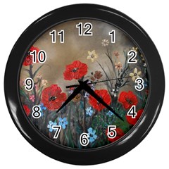 Poppy Garden Wall Clock (black)