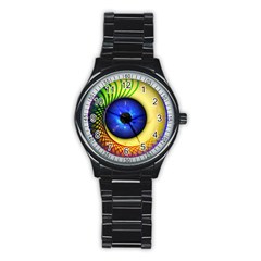 Eerie Psychedelic Eye Sport Metal Watch (black) by StuffOrSomething