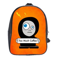 Orange Funny Too Much Coffee School Bag (large) by CreaturesStore