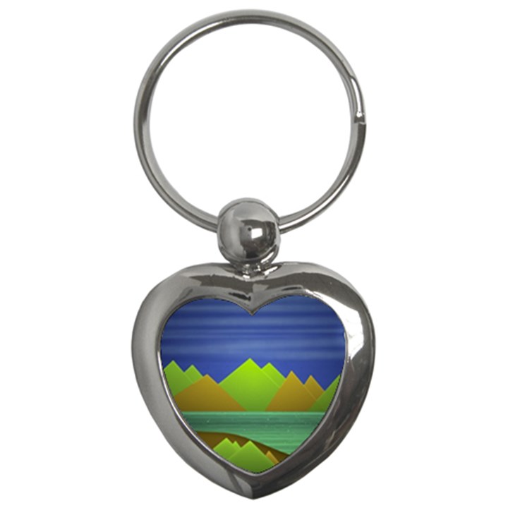Landscape  Illustration Key Chain (Heart)