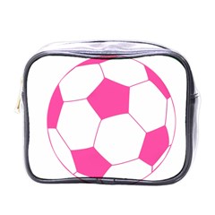 Soccer Ball Pink Mini Travel Toiletry Bag (one Side) by Designsbyalex