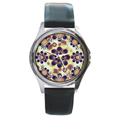 Luxury Decorative Symbols  Round Leather Watch (silver Rim) by dflcprints