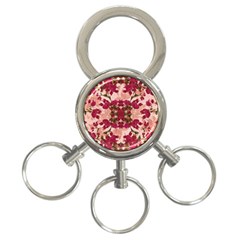 Retro Vintage Floral Motif 3-ring Key Chain