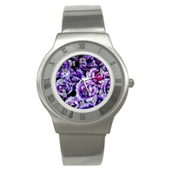 Purple Wildflowers Of Hope Stainless Steel Watch (slim) by FunWithFibro