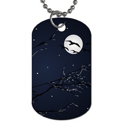 Night Birds And Full Moon Dog Tag (two-sided)  by dflcprints