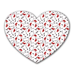Delicate Red Flower Pattern Mouse Pad (heart)