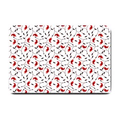 Delicate Red Flower Pattern Small Door Mat by CreaturesStore