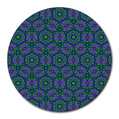 Retro Flower Pattern  8  Mouse Pad (round) by SaraThePixelPixie