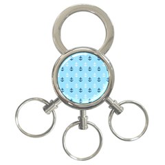 Anchors In Blue And White 3-ring Key Chain