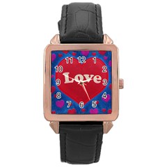Love Theme Concept  Illustration Motif  Rose Gold Leather Watch  by dflcprints