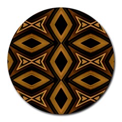 Tribal Diamonds Pattern Brown Colors Abstract Design 8  Mouse Pad (round) by dflcprints