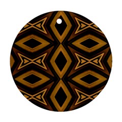 Tribal Diamonds Pattern Brown Colors Abstract Design Round Ornament by dflcprints