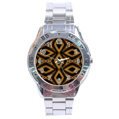 Tribal Diamonds Pattern Brown Colors Abstract Design Stainless Steel Watch by dflcprints