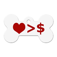 Love Is More Than Money Dog Tag Bone (two Sided) by dflcprints