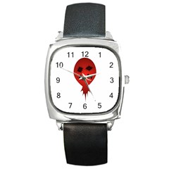 Evil Face Vector Illustration Square Leather Watch by dflcprints