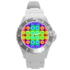 Rainbow Circles Plastic Sport Watch (large) by SaraThePixelPixie