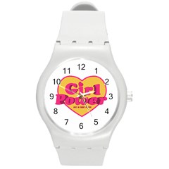 Girl Power Heart Shaped Typographic Design Quote Plastic Sport Watch (medium) by dflcprints