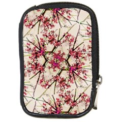 Red Deco Geometric Nature Collage Floral Motif Compact Camera Leather Case by dflcprints