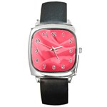 Pink Silk Effect  Square Leather Watch
