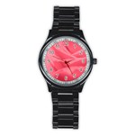 Pink Silk Effect  Sport Metal Watch (Black)