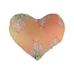 Peach Spring Frost On Flowers Fractal 16  Premium Heart Shape Cushion  by Artist4God