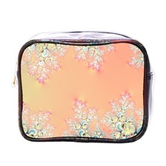 Peach Spring Frost On Flowers Fractal Mini Travel Toiletry Bag (one Side) by Artist4God