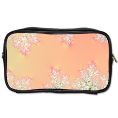 Peach Spring Frost On Flowers Fractal Travel Toiletry Bag (one Side) by Artist4God