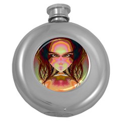 Cat Woman Hip Flask (round) by icarusismartdesigns