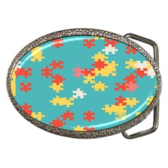 Puzzle Pieces Belt Buckle (oval) by LalyLauraFLM