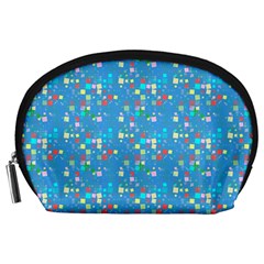 Colorful Squares Pattern Accessory Pouch (large) by LalyLauraFLM