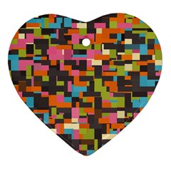 Colorful Pixels Ornament (heart)