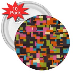 Colorful Pixels 3  Button (10 Pack)