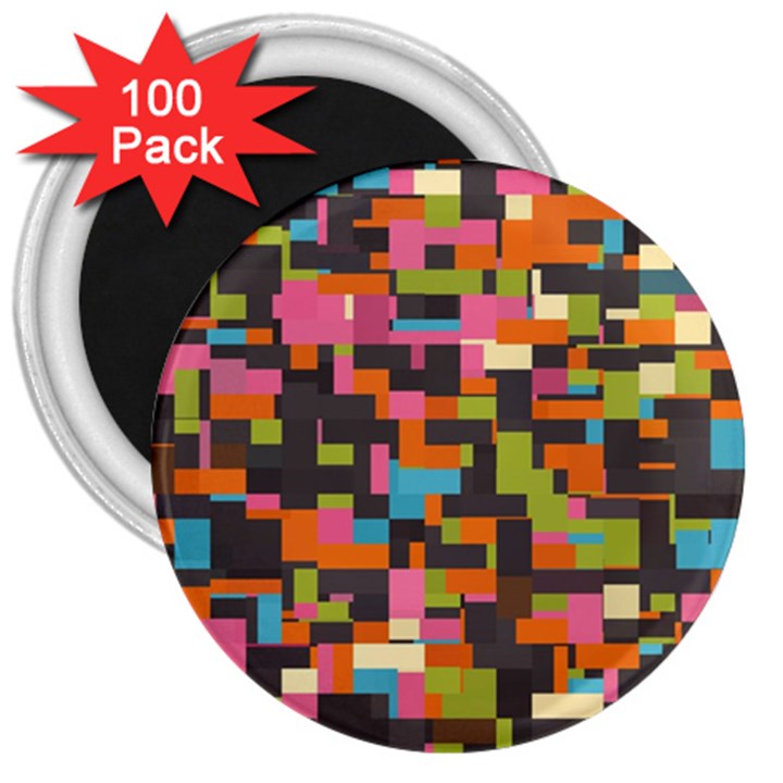 Colorful pixels 3  Magnet (100 pack)